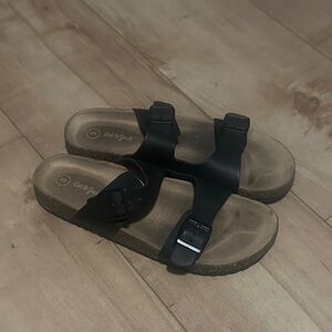 Cat & Jack Black Double-Strap Buckle Slide Sandals